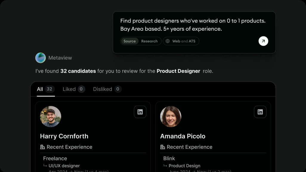 Metaview sourcing agent