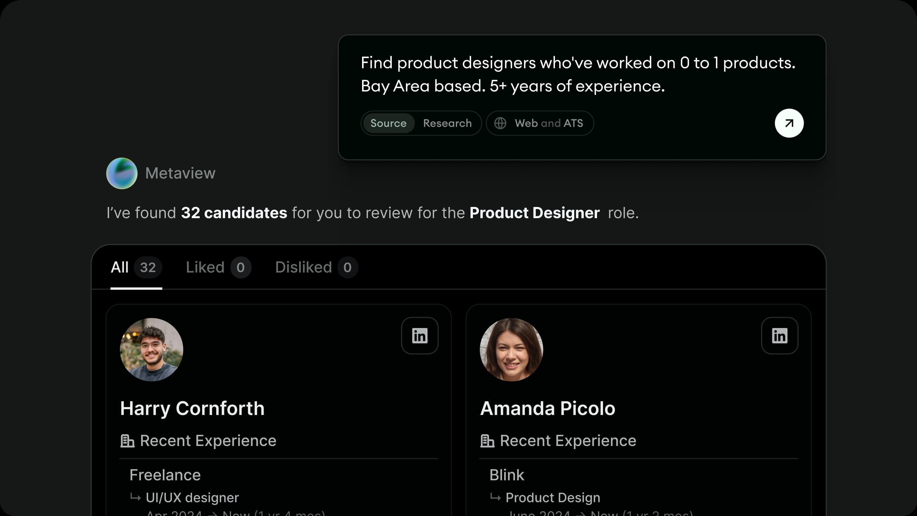 Metaview sourcing agent
